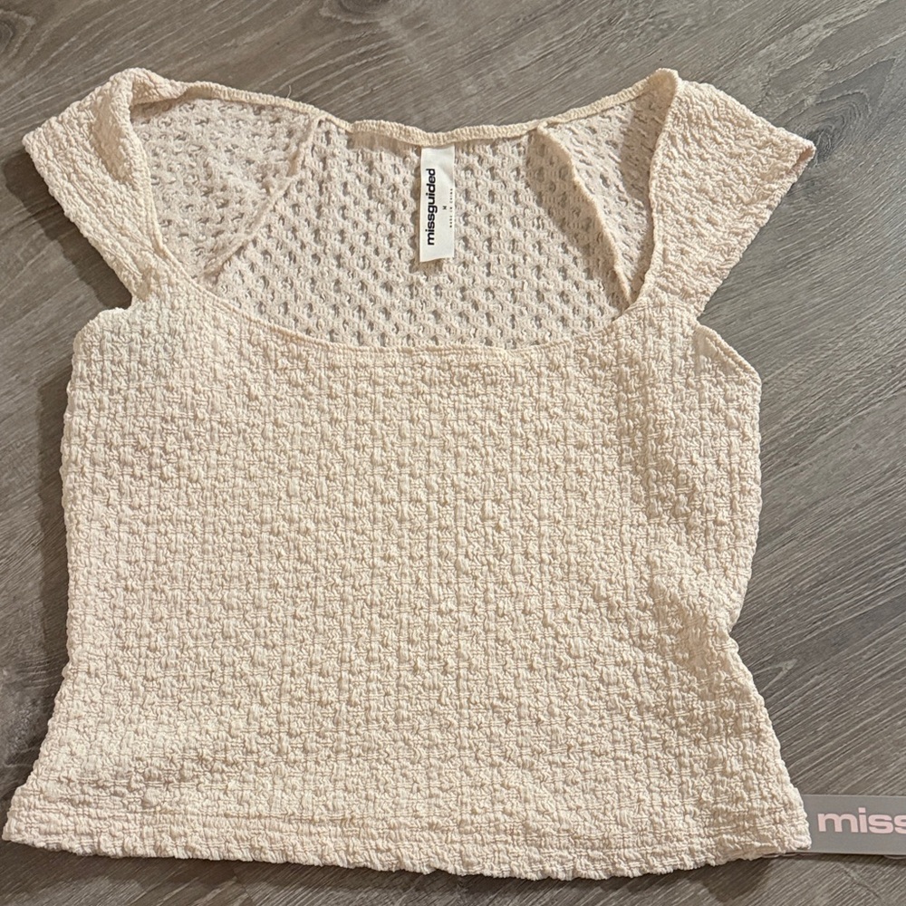Missguided Textured Cream Crop Top